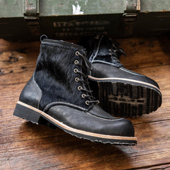 定制 REwrite编界® x 红风复古 6寸油井工装靴马毛拼接牛皮复古男靴