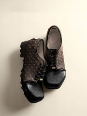 定制 REwrite编界®「十字方寸」 香云纱牛皮书生鞋方头复古休闲手工皮鞋25春