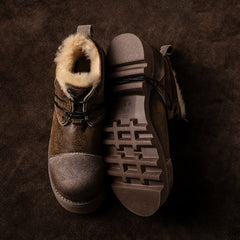 定制 REwrite编界®「烈」 厚底真皮羊毛一体中帮雪地靴加厚秋冬