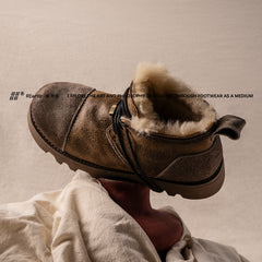 定制 REwrite编界®「烈」 厚底真皮羊毛一体中帮雪地靴加厚秋冬