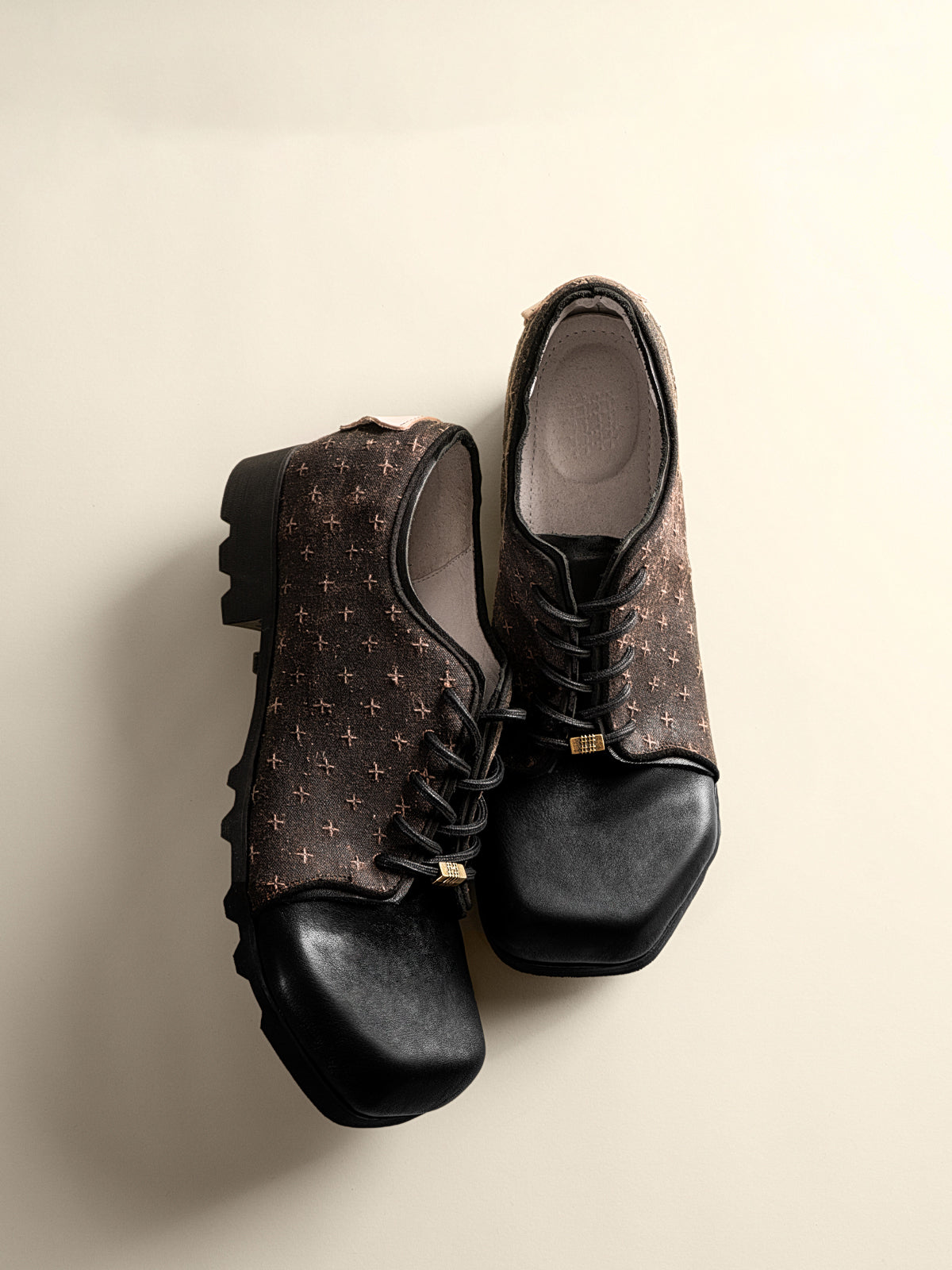 定制 REwrite编界®「十字方寸」 香云纱牛皮书生鞋方头复古休闲手工皮鞋25春