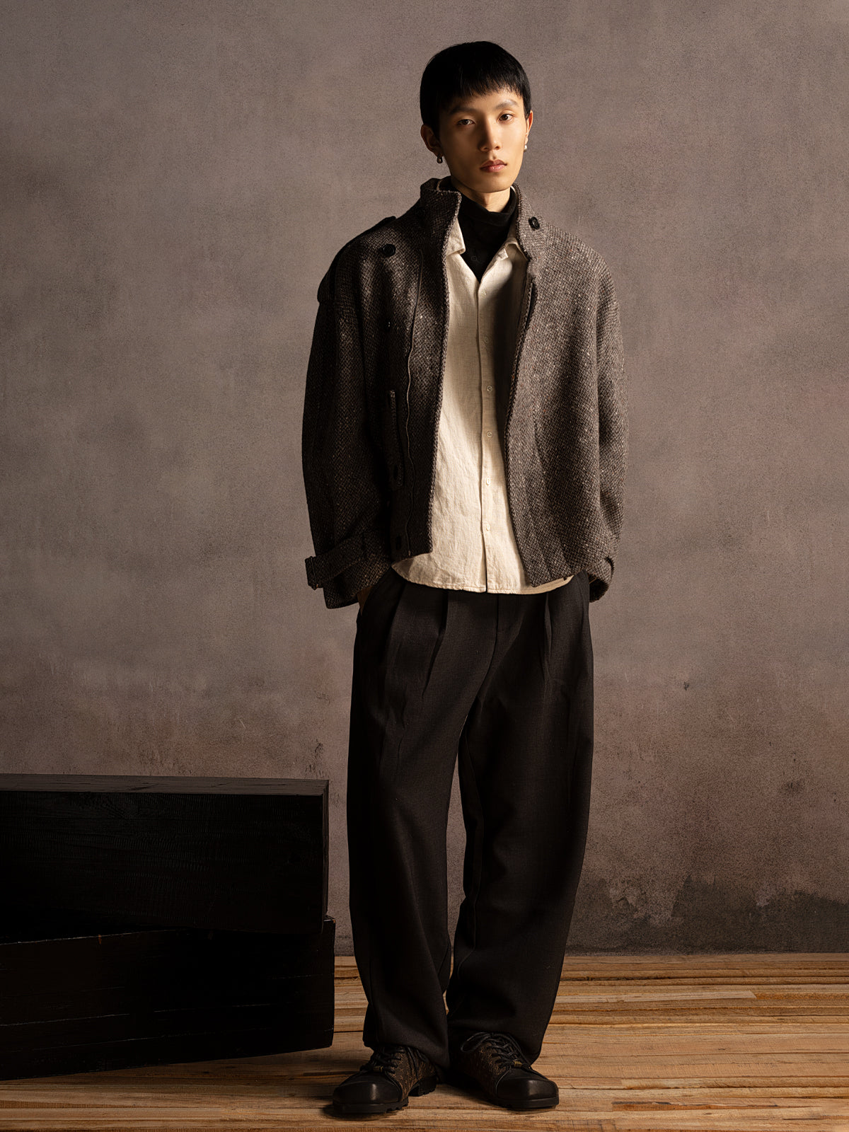 定制 REwrite编界®「十字方寸」 香云纱牛皮书生鞋方头复古休闲手工皮鞋25春