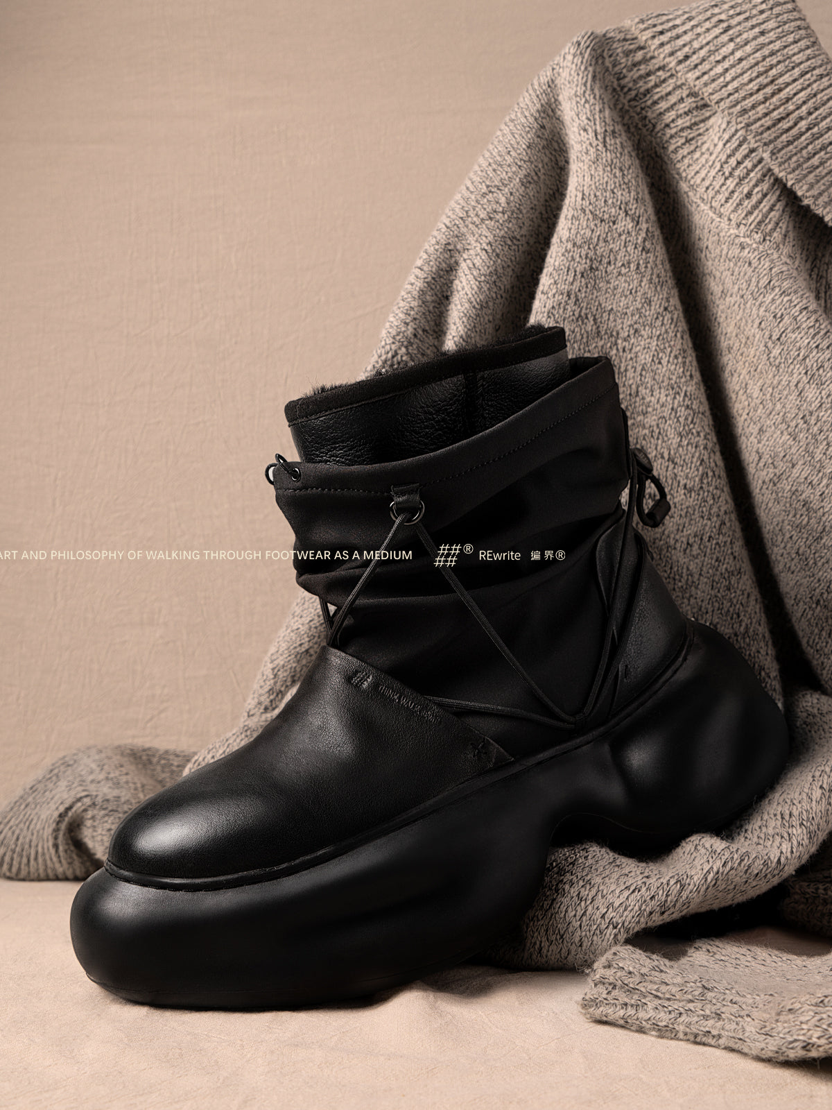 定制 REwrite编界「踏雪煦行」湿冰止滑皮毛一体靴Vibram®Arctic Grip25s